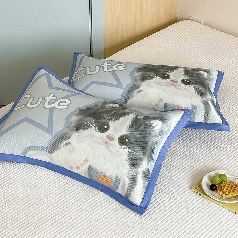 新款直销夏季凉感冰藤儿童枕套30x50幼儿园宝宝专用冰丝枕头套40x