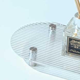 新款直销透明木头亚克力托盘甜品台摆件首饰香薰收纳盘样板间玄关