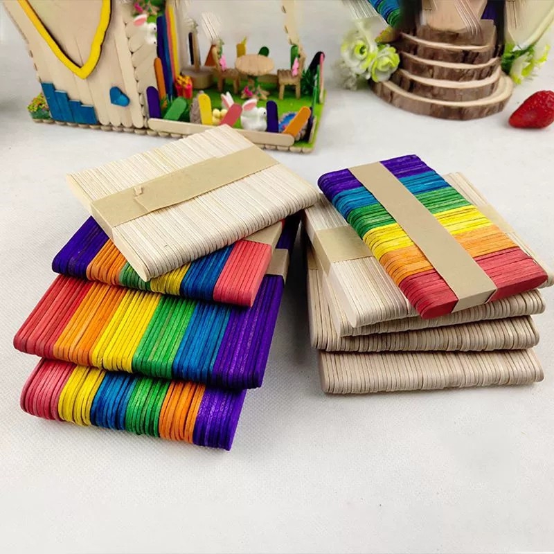 新款直销雪糕棒 木棒 木片 diy手工制作材料 彩色冰棍棒