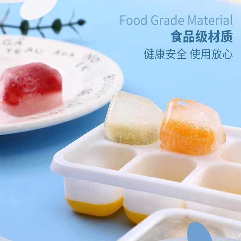 新款直销现货供应FAD检测方形硅胶14冰格带盖软底雪糕制冰块模具