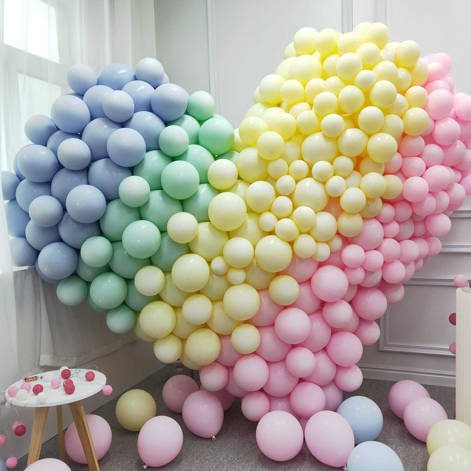 新款直销网红马卡龙色气球6寸针尾巴造型气球生日场景布置背景墙8