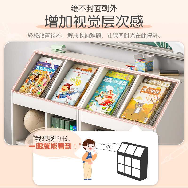 新款直销儿童书架置物架落地展示架格子柜教室矮书柜客厅柜子储物