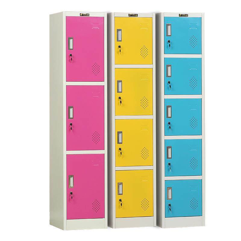 新款直销彩色更衣柜单门窄衣柜员工柜宿舍铁皮衣柜单体储物柜带锁