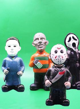 新款直销跨境新品死神吸血鬼面具人白脸人万圣节创意摆件树脂工艺