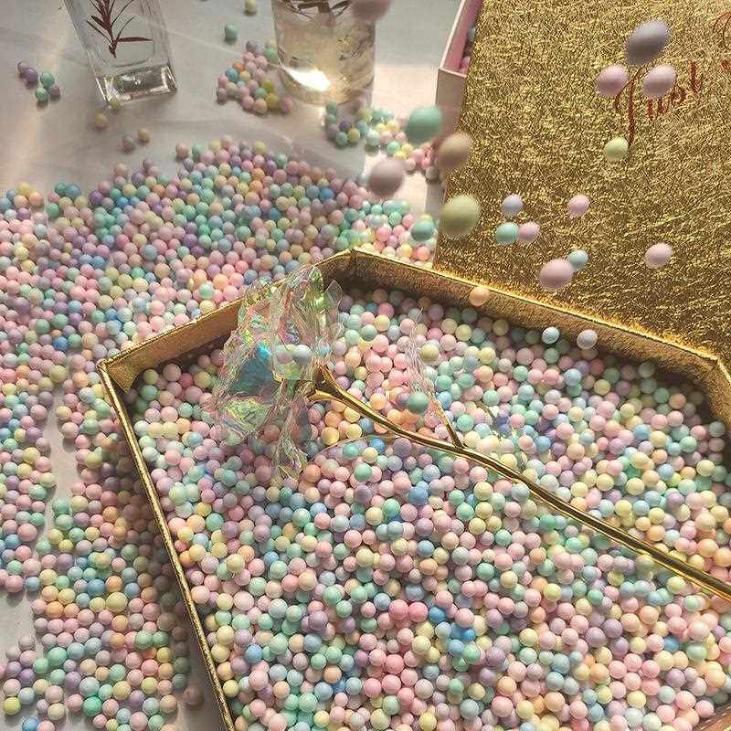 新款直销网红款流星球礼品盒填充物马卡龙DIY彩色泡沫球史莱姆1kg