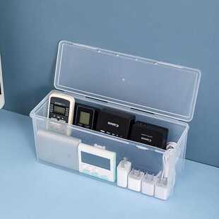 新款直销窄长型收纳盒带盖长条收纳储物盒窄高型透明塑料盒子长方