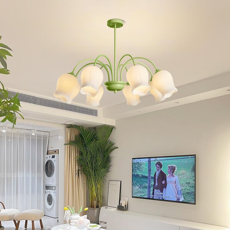 奶油风卧室灯家用北欧现代简约客厅吊灯白色节能护眼房间书房灯具