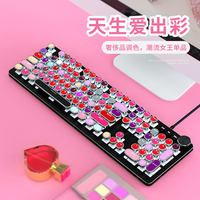 口红色系电镀蒸汽朋克复古圆形多
