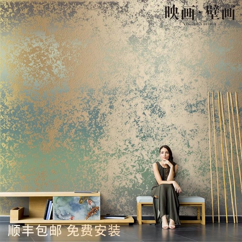 北欧抽象艺术复古金色斑点涂鸦壁纸客厅电视背景墙纸无缝壁画墙布