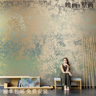 北欧抽象艺术复古金色3d涂鸦壁纸