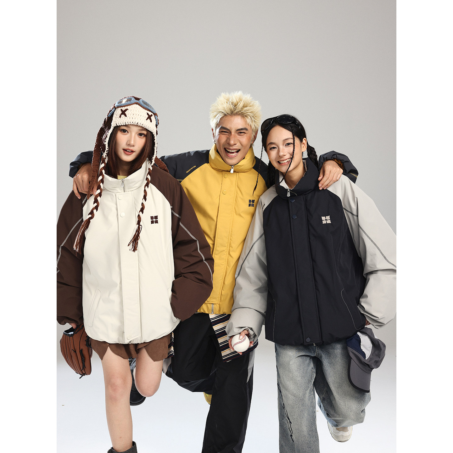 MANYSTON美式潮牌立领开衫棉衣男款春秋季宽松休闲情侣装棉袄外套,男装,棉衣,淘宝优惠券,粉丝福利购,淘宝优惠卷