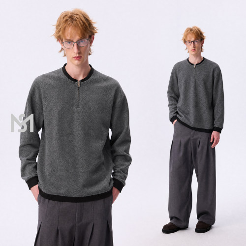 MANYSTON老钱风半拉链宽松卫衣男