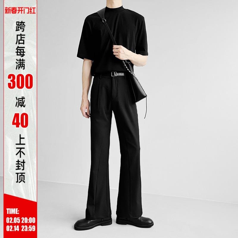 高级感cleanfit西裤男女垂感免烫微喇叭长裤百搭修身裤子显瘦高腰