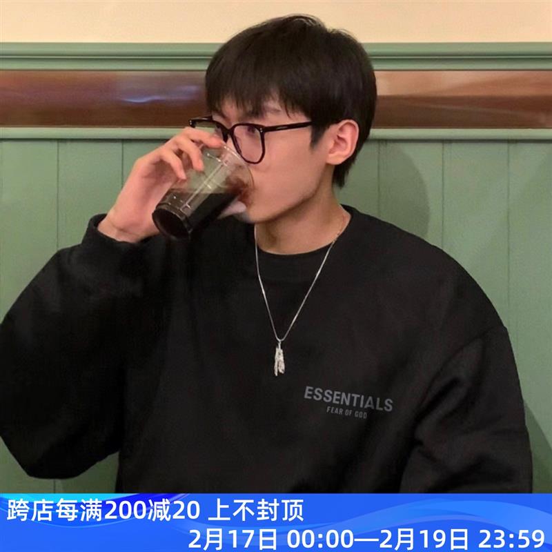 FOG CRAZY ESSENTIALS小众美式潮牌秋冬加绒男士情侣圆领卫衣