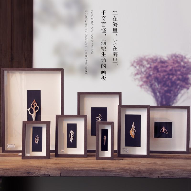 天然贝壳海螺相框装饰品画框立体中空标本创意手工diy框摆台展示图片