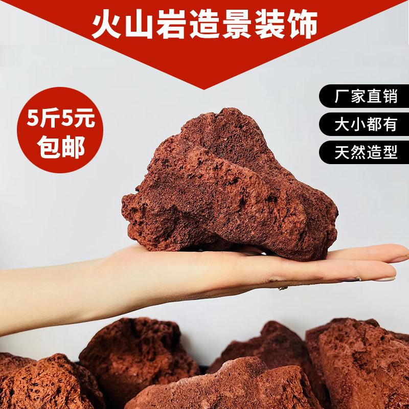 天然火山石岩石颗粒鱼缸底砂造景沙全套石头子铺底装饰石头摆件