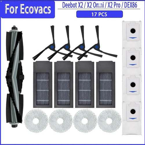 适用科沃斯X2扫地机器人X2 Pro耗材配件滤网拖地抹主滚边刷集尘袋