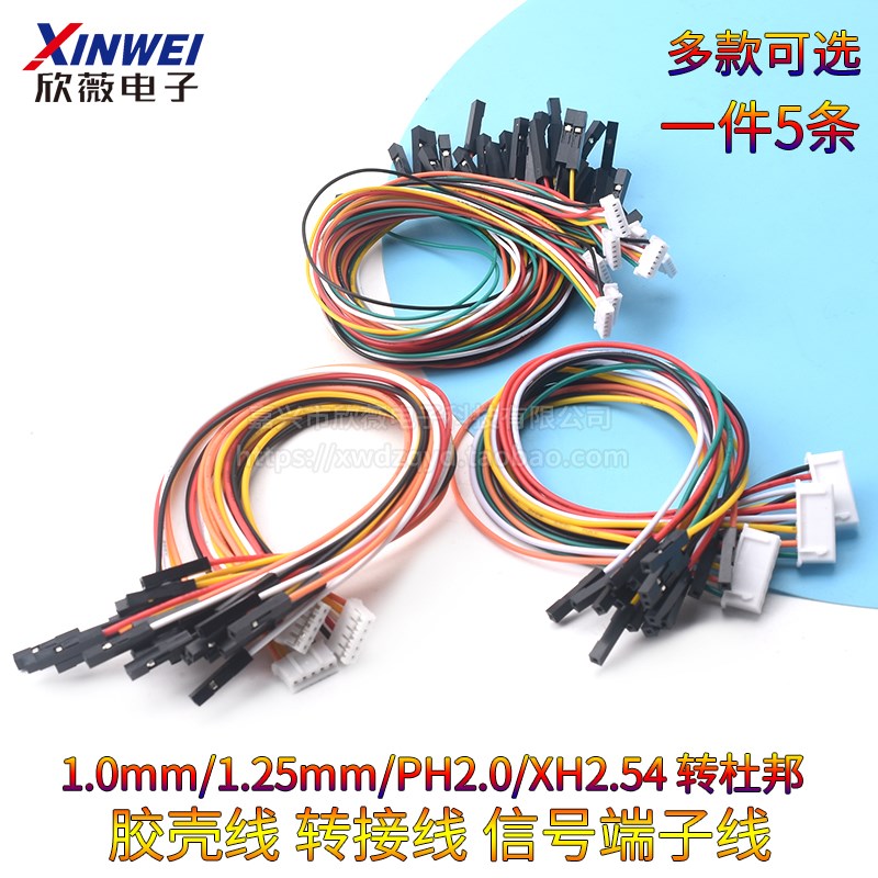 杜邦2541p转XH254/PH20/10/125mm胶壳端子线2P6P转接线
