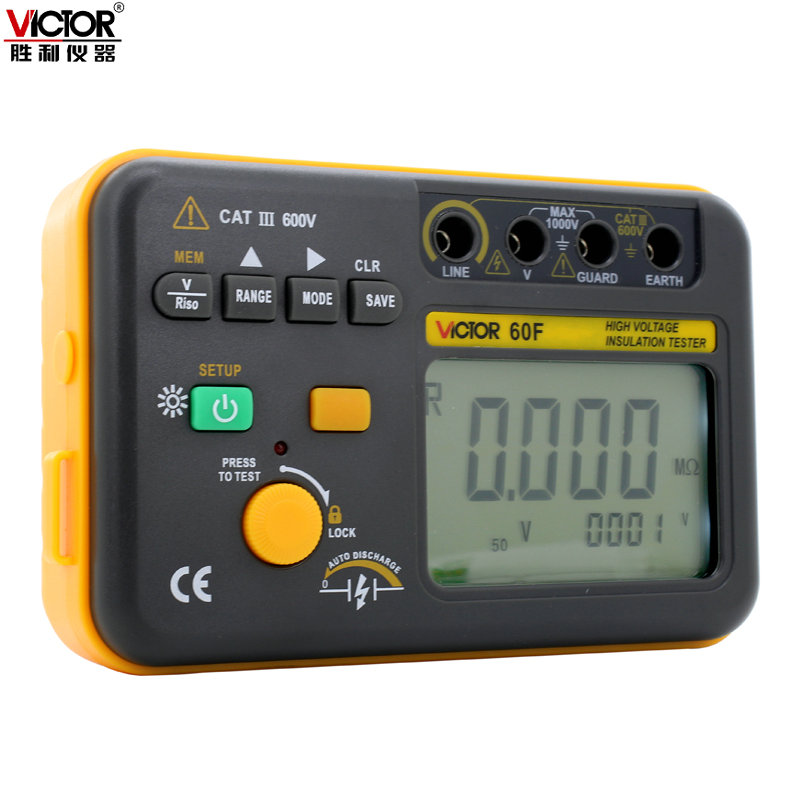 VICTOR胜利VC60F 绝缘电阻测试仪 数显兆欧表 250-2500V