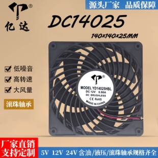 厂家直销DC14025增压风扇12V滚珠大风量电脑机箱电源14cm散热风扇