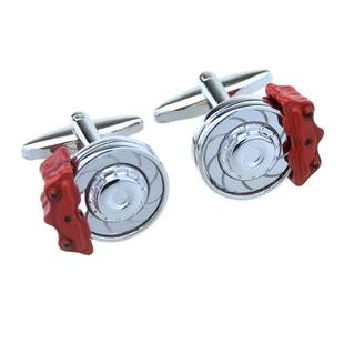 刹车盘卡钳造型金属袖口 烤漆摩托车袖扣 扣饰 男士西装袖钉 工厂