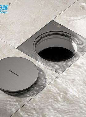 枪灰色304不锈钢清扫口DN110地面检查口 检修口地漏DN75密闭堵头