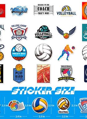 50张排球混搭贴纸Volle Ball排球运动涂鸦贴纸汽车行李箱防水贴画
