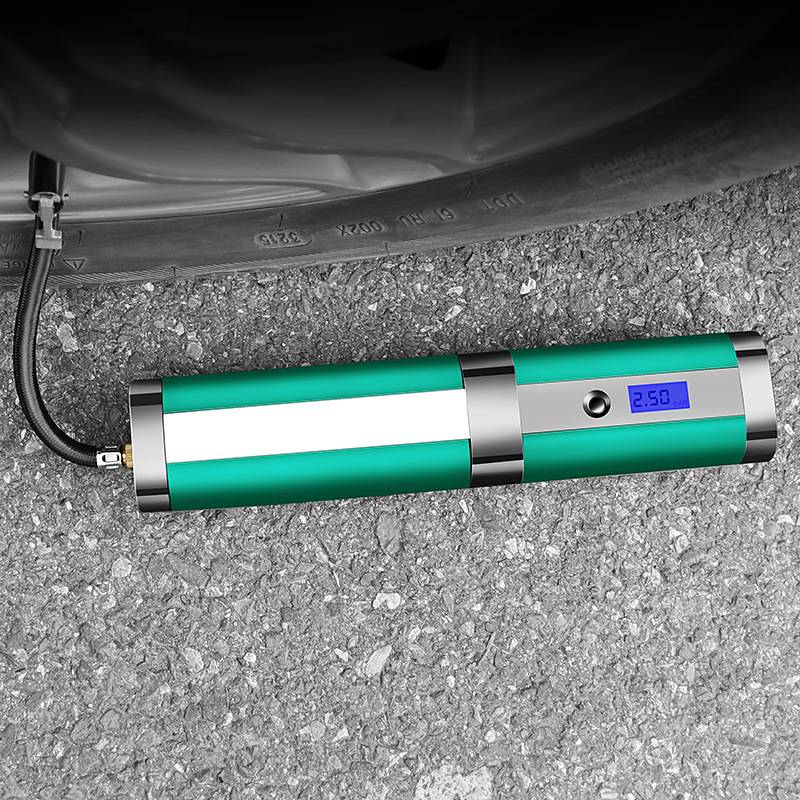 便携式智能充气泵 4LED灯柱形打气泵120W大功率无线充电轮胎气泵