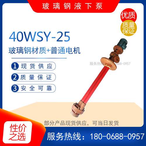 40WSY-25立式玻璃钢液下泵高扬程旋涡耐腐蚀化工离心泵盐酸耐酸泵