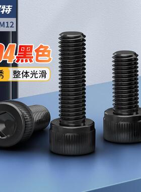 黑色304不锈钢内六角螺丝钉加长内六角螺栓M2M3M4M5M6M8*10X20/60