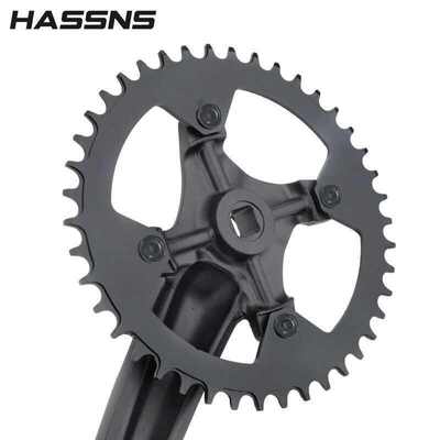 HASSNS山地自行车方孔曲柄正负齿104BCD改装单盘牙盘8/9/10/11速