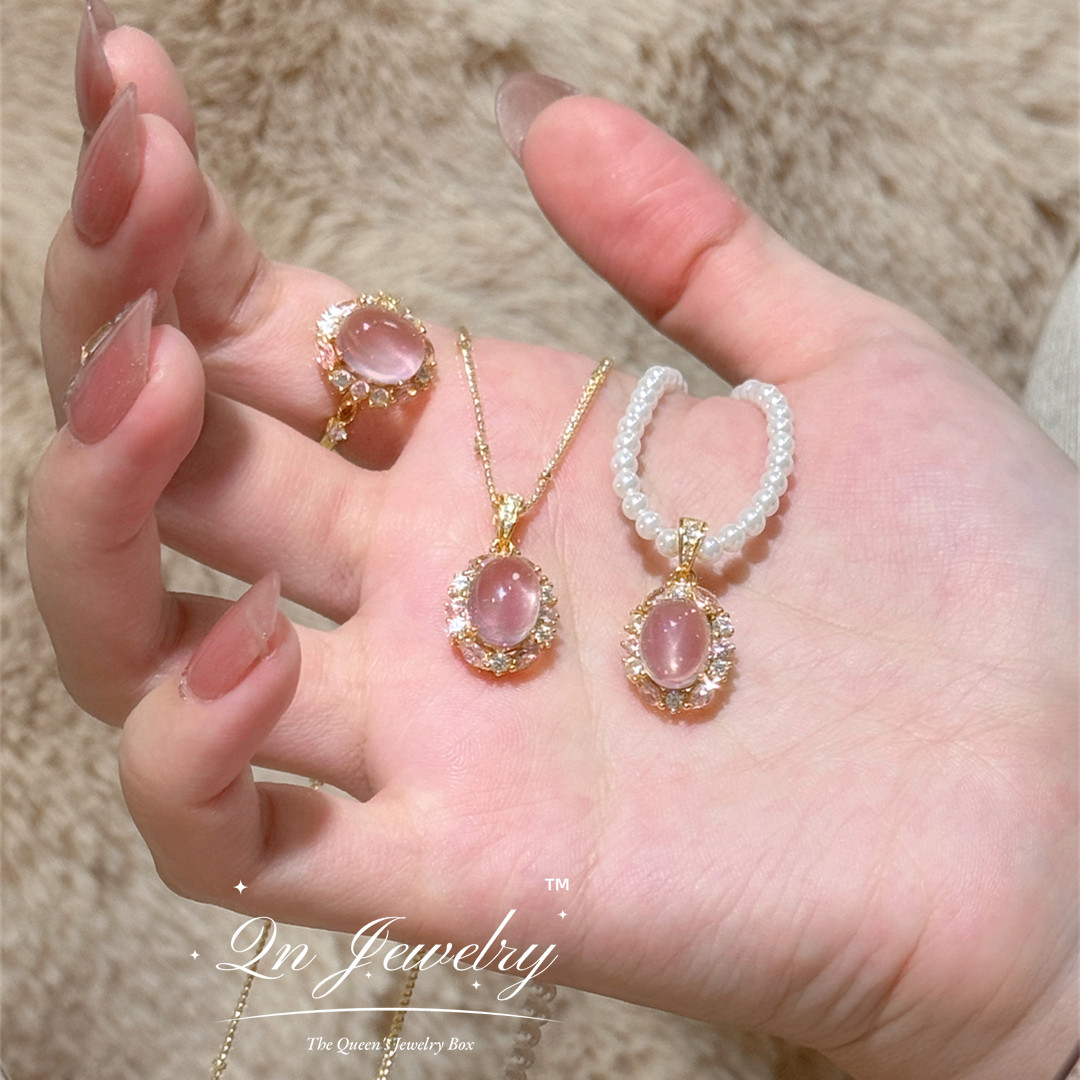 「爱洛」S925纯银粉晶项链女颈饰