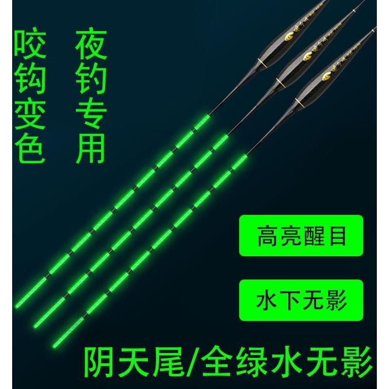 速发阴天超影绿光电变夜钓漂高灵敏无亮夜钓咬钩子色鱼漂