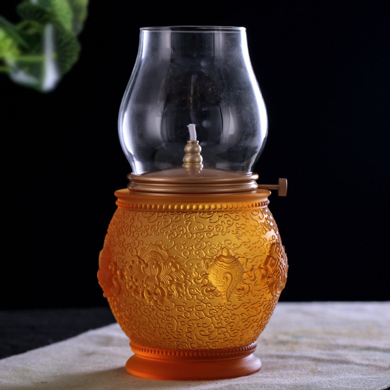 速发琉璃酥油灯家摆供佛八油灯佛前供灯复古烛台供佛灯苏吉祥用件