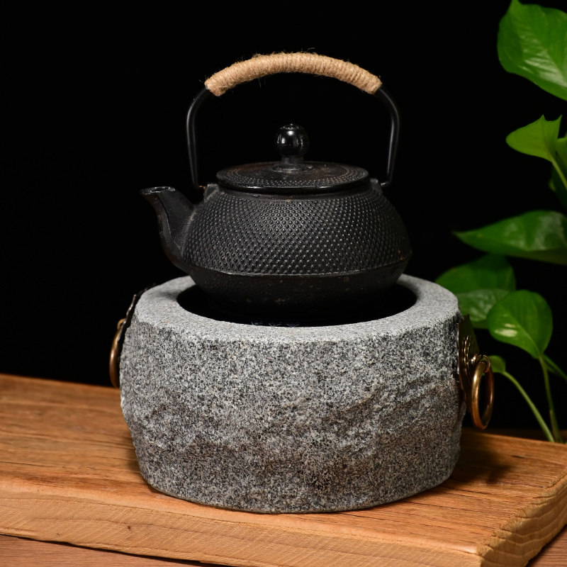速发石头围炉煮茶小火炉烧烤炭炉取暖烤茶石头烤火盆茶罐罐茶炉石