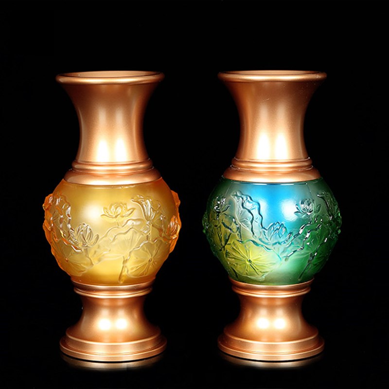 速发供居供佛琉璃莲花花瓶插奉家花瓶摆件佛前供花瓶净瓶包邮