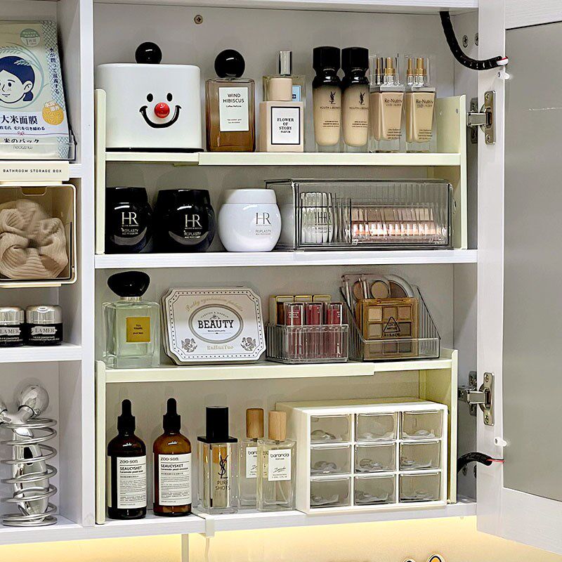 速发铁艺镜缩内分层收纳神器伸柜隔板浴室柜化妆品置物架架层分挂