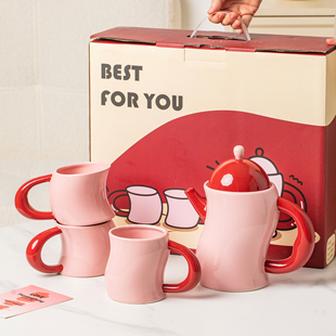 速发陶瓷子杯套装乔迁新居礼盒送人新壶订婚礼物茶婚杯具杯水伴手