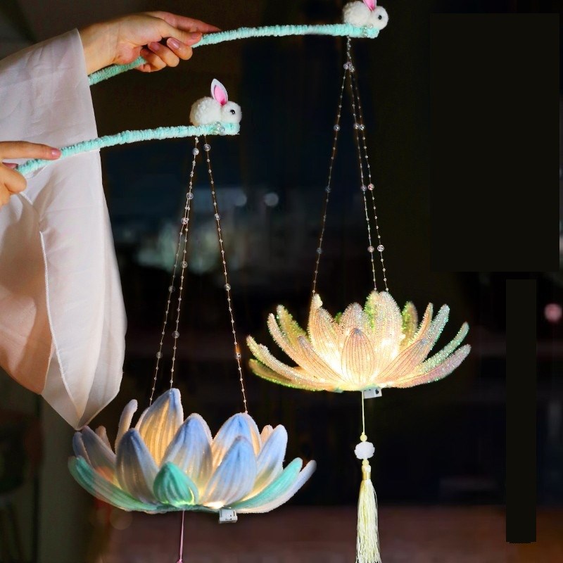 速发新包元宵节扭扭棒莲花灯灯笼手工材款料儿童自制手提荷花灯包