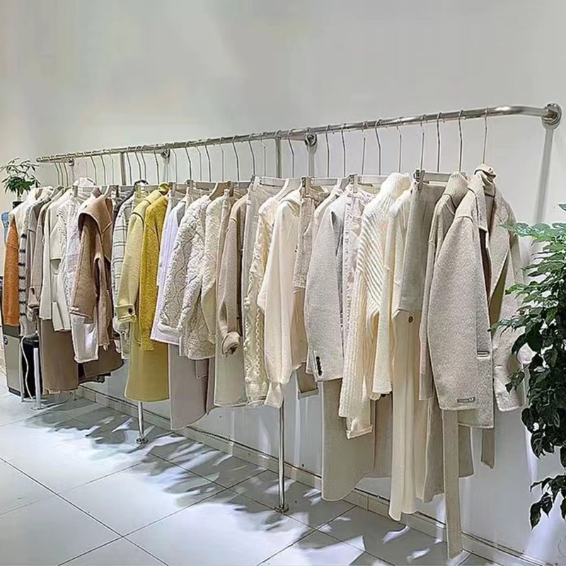 速发装锈钢服不店衣架展壁架落地装陈列架上墙示挂式简易挂衣服架