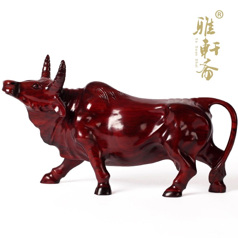 速发T 红木礼艺品 生工牛 特大号60 双色选 拓荒牛 生日肖