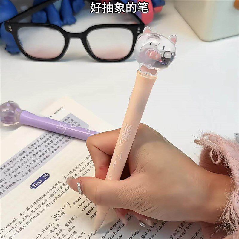 速发发光水母笔可爱创意小猪中性笔高颜值水母许愿笔带灯学生文具