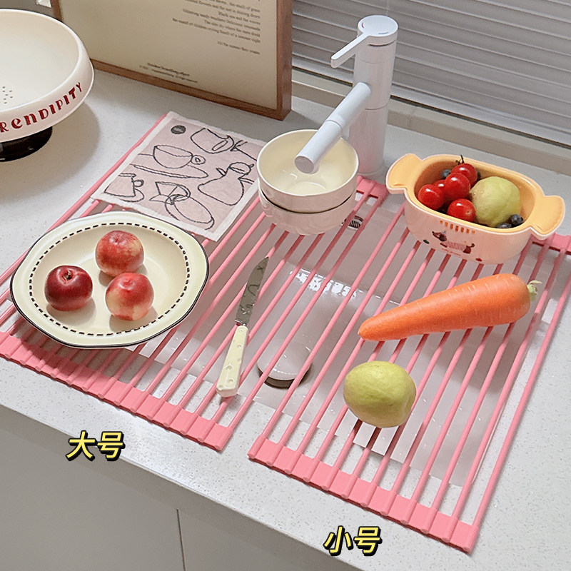 厨房水槽沥水架水池台面置物架可折叠硅胶洗碗池碗碟盘收纳沥水篮,厨房/烹饪用具,水槽置物架,淘宝优惠券,粉丝福利购,淘宝优惠卷