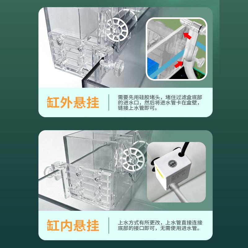 鱼缸过滤器循环系统三合一上置水循环小型潜水泵增氧抽水滤材静音