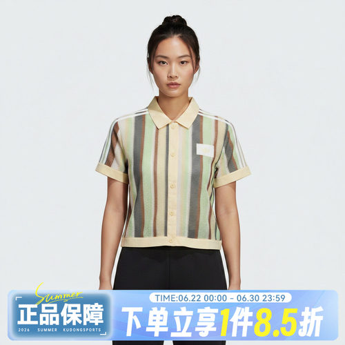 adidas阿迪达斯三叶草女子CROPPED POLO运动休闲短袖T恤KY8141