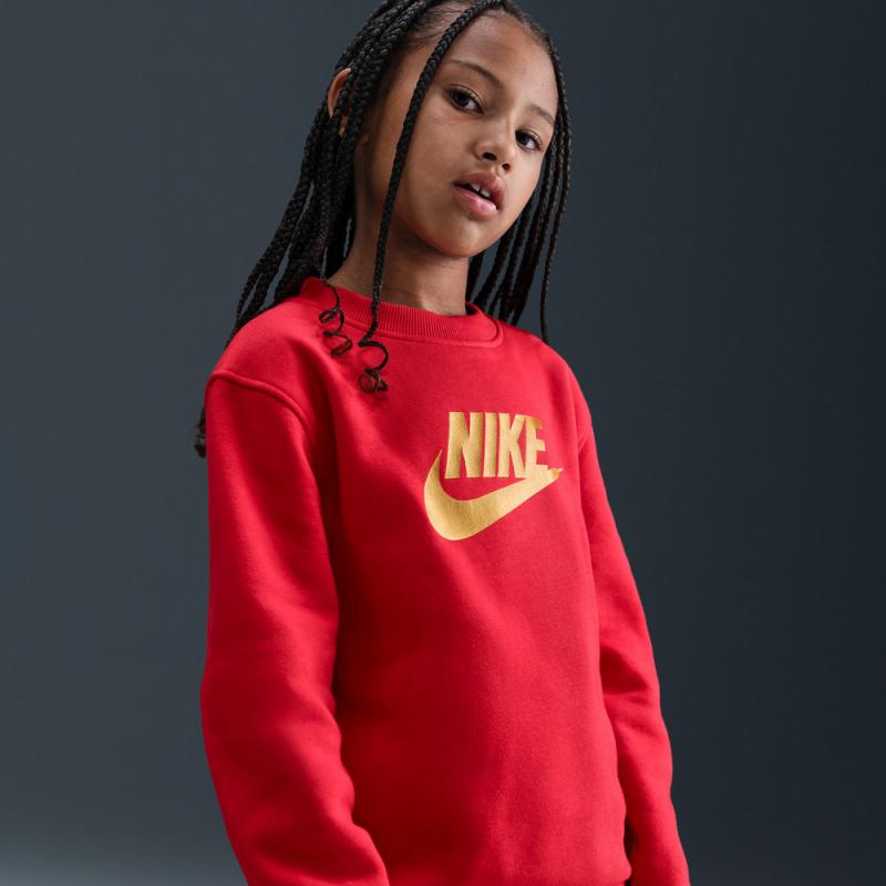 NIKE耐克大童CLUB FLC CREW运动休闲套头衫卫衣HQ0975-657