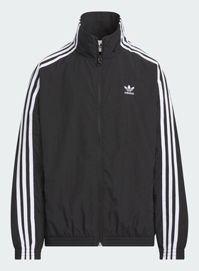 adidas阿迪达斯三叶草男大童三条纹运动休闲立领夹克外套KQ5491