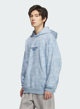 adidas阿迪达斯男子篮球运动训练印花针织连帽套头衫卫衣KC2782