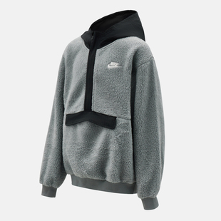 NIKE耐克大童运动休闲仿羊羔绒半拉链连帽套头衫 084 卫衣HV0383