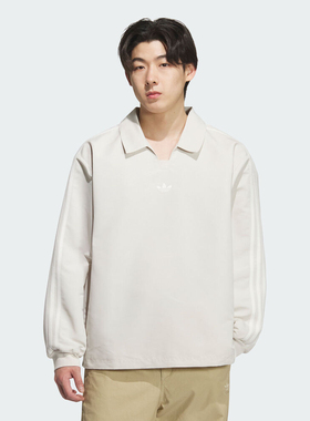 adidas阿迪达斯三叶草男子运动休闲三条纹长袖POLO衫KH4517